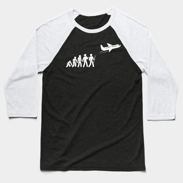 Evolution Of An Airplane Pilot Baseball T-Shirt by MeatMan